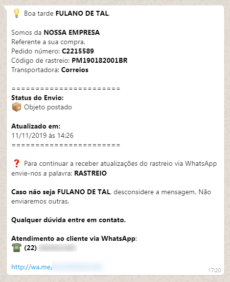 RastreioZapp - Rastreio Correios no WhatsApp do seu cliente